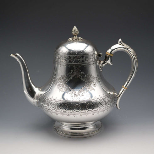 約1880年 英國古董鍍銀茶壺 製造商不詳
