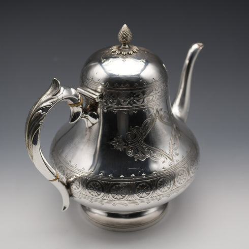 約1880年 英國古董鍍銀茶壺 製造商不詳