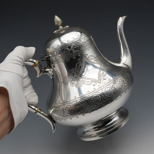 約1880年 英國古董鍍銀茶壺 製造商不詳