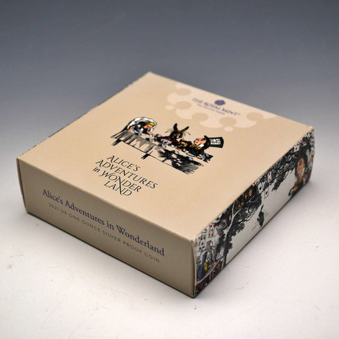 UK 2 Pound Commemorative Silver Coin "Alice in Wonderland" 1 Ounce Proof Silver Coin with Royal Mint Case and Certificate