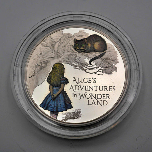 UK 2 Pound Commemorative Silver Coin "Alice in Wonderland" 1 Ounce Proof Silver Coin with Royal Mint Case and Certificate