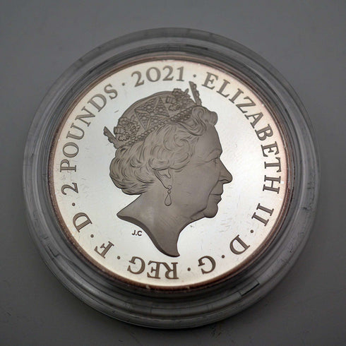 UK 2 Pound Commemorative Silver Coin "Alice in Wonderland" 1 Ounce Proof Silver Coin with Royal Mint Case and Certificate
