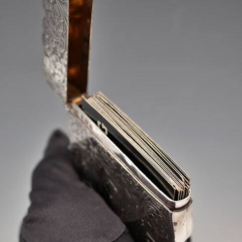 1905 British Antique Sterling Silver Large Card Case 97g John Rose