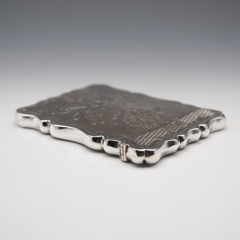 1902 English Antique Sterling Silver Card Case 61g Sydney&Co