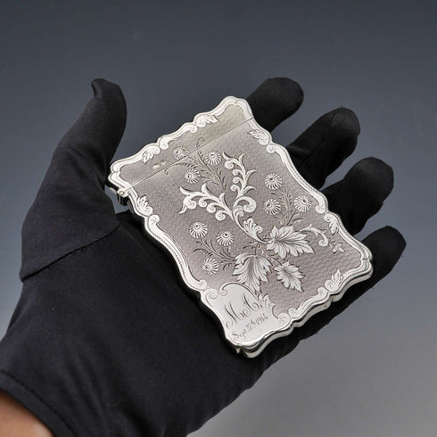 1902 English Antique Sterling Silver Card Case 61g Sydney&Co