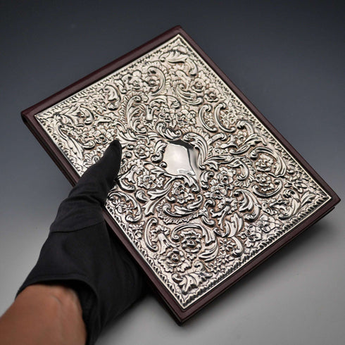 英国ヴィンテージ 純銀表装 レザー張り アドレス帳 未使用品 Whitehill Silver