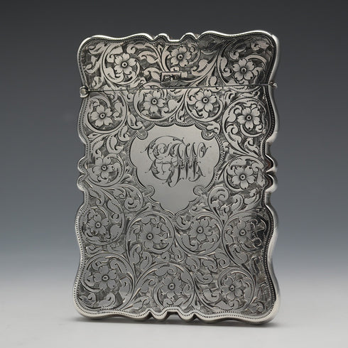 1905 British Antique Sterling Silver Large Card Case 97g John Rose