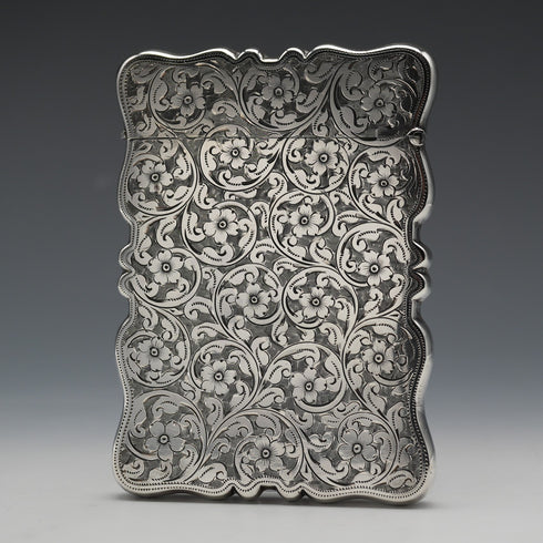 1905 British Antique Sterling Silver Large Card Case 97g John Rose