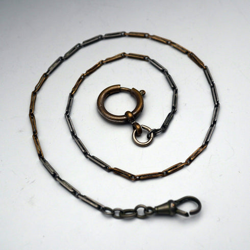 Vintage two-tone alloy Albert chain with a spring ring clasp