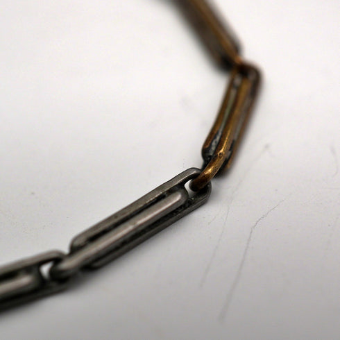 Vintage two-tone alloy Albert chain with a spring ring clasp