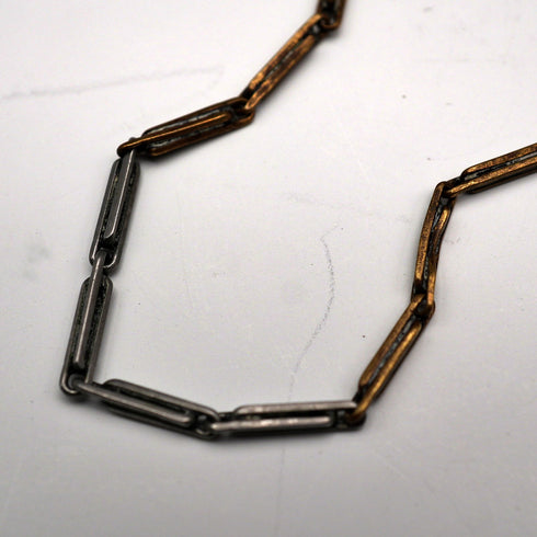 Vintage two-tone alloy Albert chain with a spring ring clasp