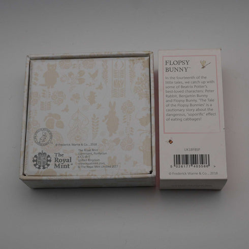 英國 碧雅翠絲·波特 誕生150週年紀念 「小兔彼得的表親Flopsy」50便士紀念銀幣 RoyalMint 附盒裝說明書 23782