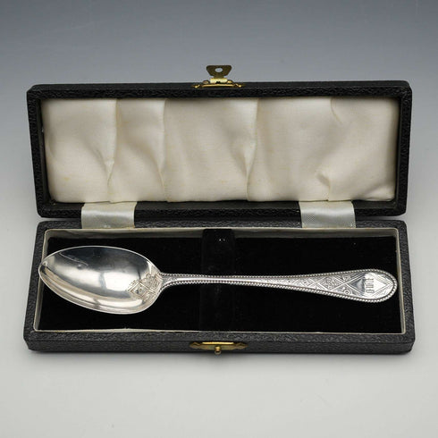 1866年 英國古董純銀洗禮湯匙 37g 附盒 Martin, Hall&Co