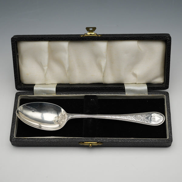 1866年 英國古董純銀洗禮湯匙 37g 附盒 Martin, Hall&Co