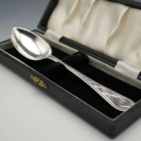 1866年 英國古董純銀洗禮湯匙 37g 附盒 Martin, Hall&Co
