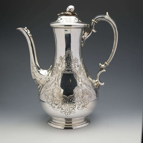 Circa 1900 British Antique Silver Plated Tea and Coffee Set by Martin & Hall
