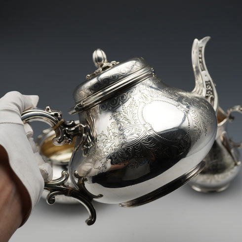 1882年 英國古董鍍銀茶具 Elkington