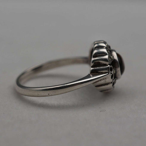 ヴィンテージ タイガーアイ&マーカサイト 純銀リング(日本14号)指輪