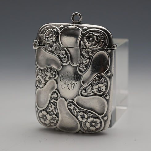 1908 British Antique Sterling Silver Vesta Case 32g Lines, Bunn & Mason