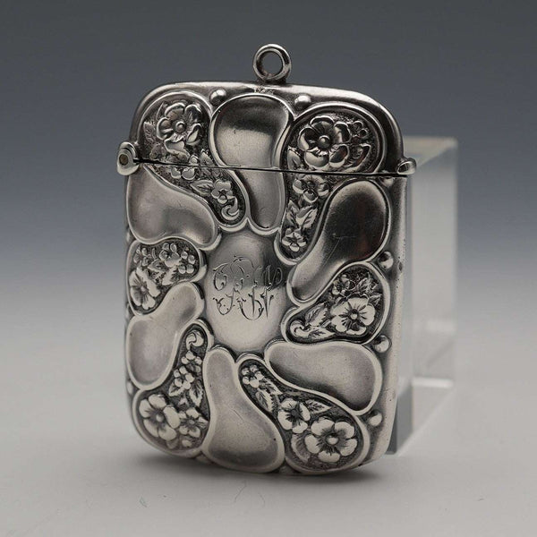 1895 Antique British Sterling Silver Vesta Case 32g Lines, Bunn & Mason