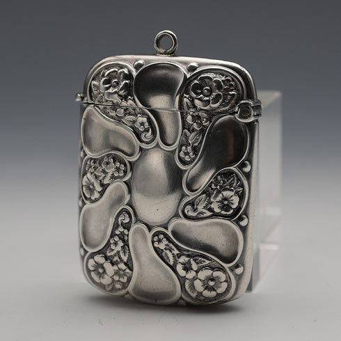 1908 British Antique Sterling Silver Vesta Case 32g Lines, Bunn & Mason