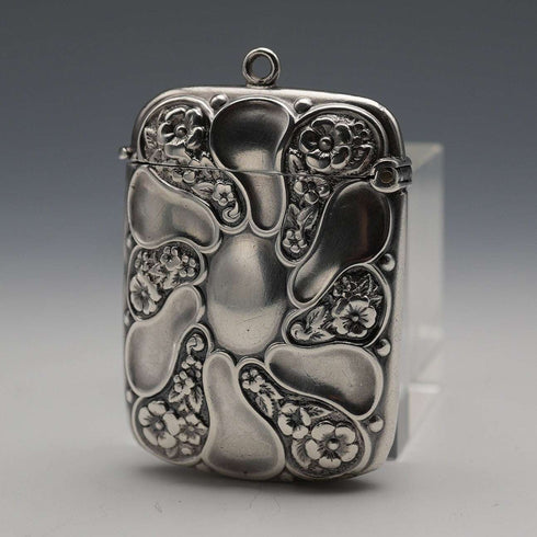 1895 Antique British Sterling Silver Vesta Case 32g Lines, Bunn & Mason