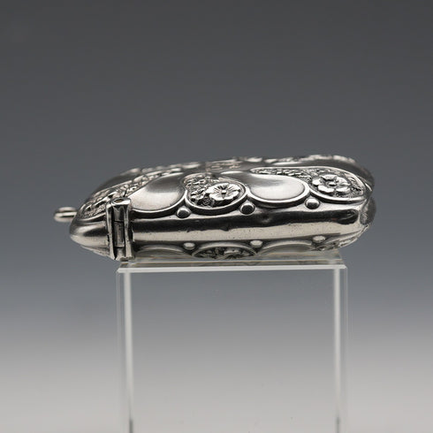 1908 British Antique Sterling Silver Vesta Case 32g Lines, Bunn & Mason