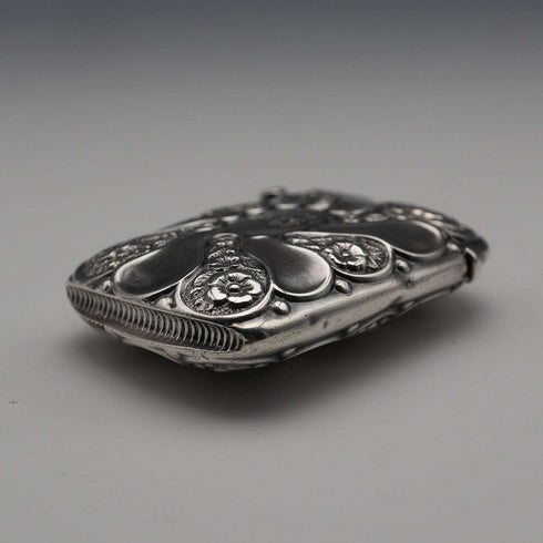 1895 Antique British Sterling Silver Vesta Case 32g Lines, Bunn & Mason