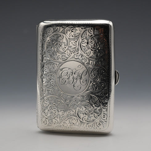 1906 British Antique Sterling Silver Cigarette Case 65g William Neale