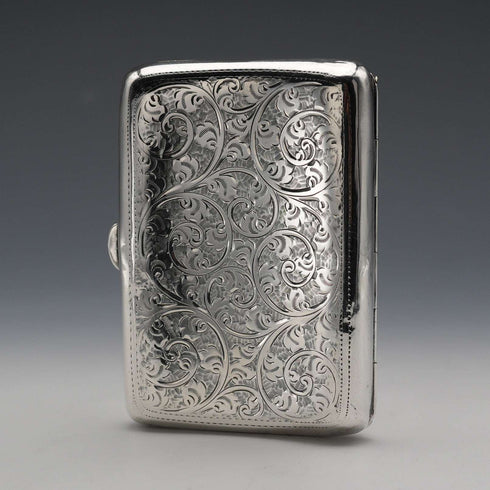 1906 British Antique Sterling Silver Cigarette Case 65g William Neale