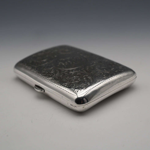 1906 British Antique Sterling Silver Cigarette Case 65g William Neale