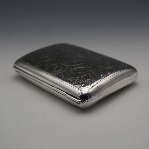 1906 British Antique Sterling Silver Cigarette Case 65g William Neale