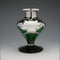 Antique Art Nouveau Silver Overlay Green Glass Vase