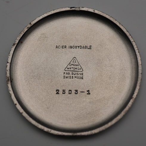 1950年頃 オメガ 紳士用 機械式腕時計 Ref2503-1 Cal265 ブラックダイヤル 動作良好