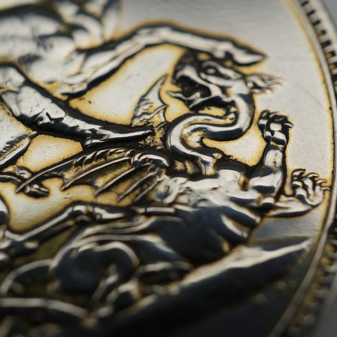 英國古董 1889年 皇冠銀幣 禧年頭像/聖喬治屠龍 28克