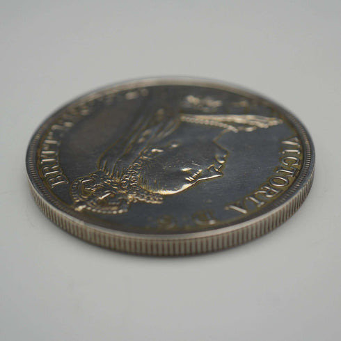 英國古董 1889年 皇冠銀幣 禧年頭像/聖喬治屠龍 28克