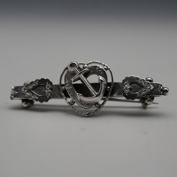 1896 British Antique Sailor Sweetheart Sterling Silver Brooch 3.7g S.BROS
