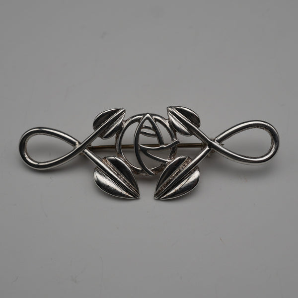 British Vintage Rennie Mackintosh Style Sterling Silver Brooch 7.2g Carrick