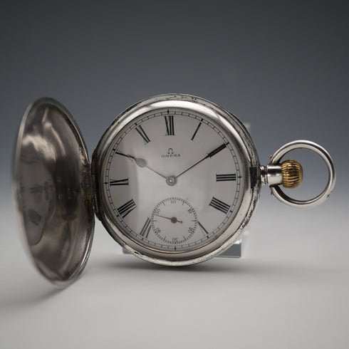 約1907年 古董 Omega 懷錶 935銀獵人式錶殼 運作良好