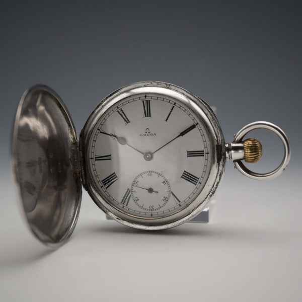 約1907年 古董 Omega 懷錶 935銀獵人式錶殼 運作良好