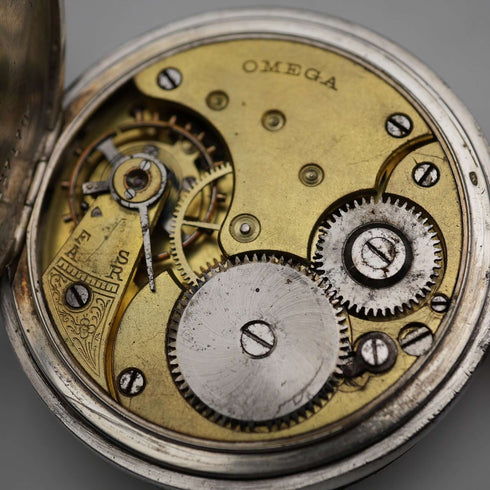 約1907年 古董 Omega 懷錶 935銀獵人式錶殼 運作良好