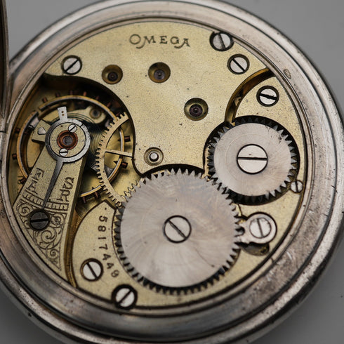 約1920年代古董 Omega 懷錶 900銀獵人式錶殼 運作良好