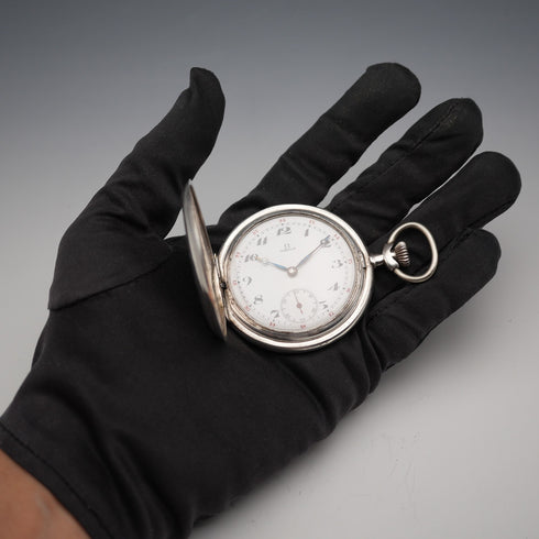 約1920年代古董 Omega 懷錶 900銀獵人式錶殼 運作良好