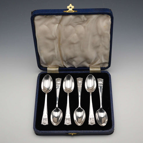 1934年 英國復古純銀禧年茶匙6件組 共55克 Northern Goldsmiths Co 附盒