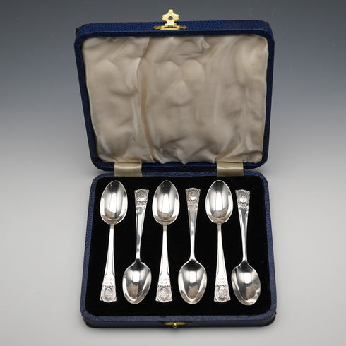 1934年 英國復古純銀禧年茶匙6件組 共55克 Northern Goldsmiths Co 附盒