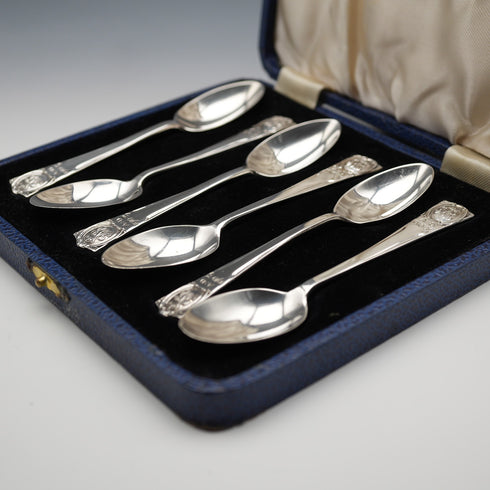 1934年 英國復古純銀禧年茶匙6件組 共55克 Northern Goldsmiths Co 附盒