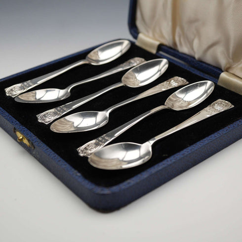 1934年 英國復古純銀禧年茶匙6件組 共55克 Northern Goldsmiths Co 附盒
