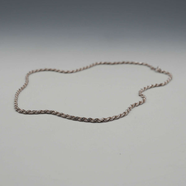English Vintage Sterling Silver Twisted Rope Chain Necklace 39cm 7.3g