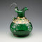 British Vintage Enamel-Decorated Green Glass Vase with Handle ②