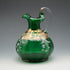 British Vintage Enamel-Decorated Green Glass Vase with Handle ②